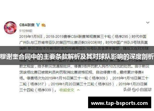 穆谢奎合同中的主要条款解析及其对球队影响的深度剖析